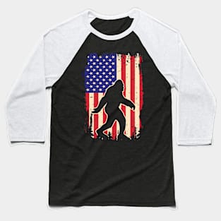 Vintage Bigfoot - USA Flag  4th of July Baseball T-Shirt